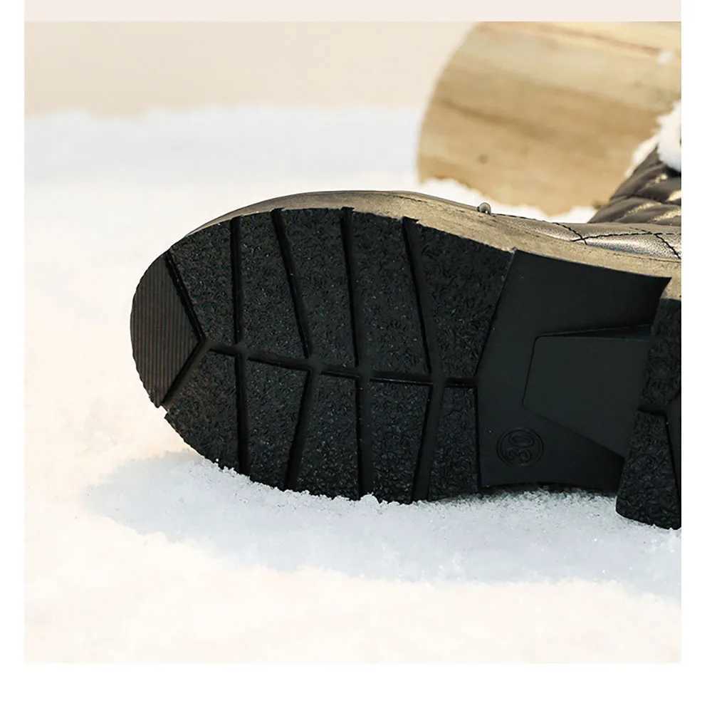 Winter High Boots For Girls Thick Warm Faux Fur Snow Boots Waterproof Platform Teenager Girls Plush Boots Calf Length Footwear M240906