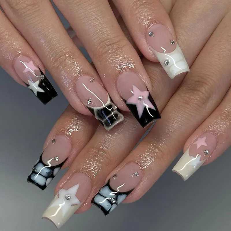 24 pieces of medium to long ballet handicrafts wearable handicrafts special handicrafts nail stickers fake nails W240905