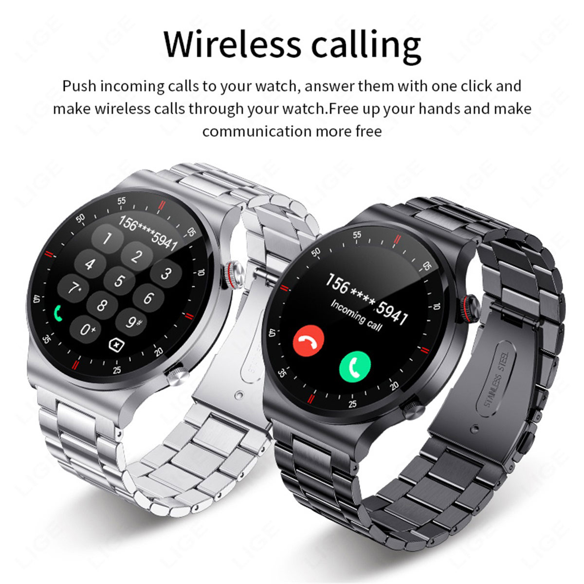LIGE outdoor sports smartwatch multifunctional waterproof chronograph health monitoring music playback remote control camera Bluetooth call function