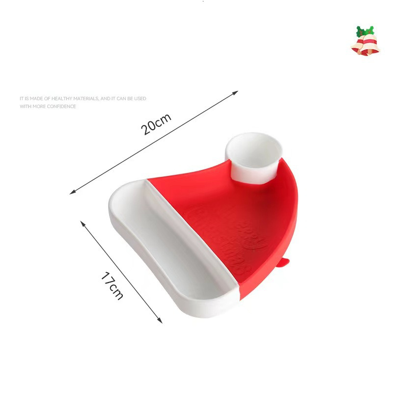 Children's silicone gift spoon, fork, feeding, separated complementary food tray, creative Christmas tray F27.03-09.06