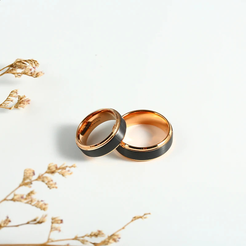 Classic Wedding Bands For Women Men Couples Tungsten Carbide Rose Gold For Engagement Ring anillo tungsteno pareja boda 4/6/8mm 240905