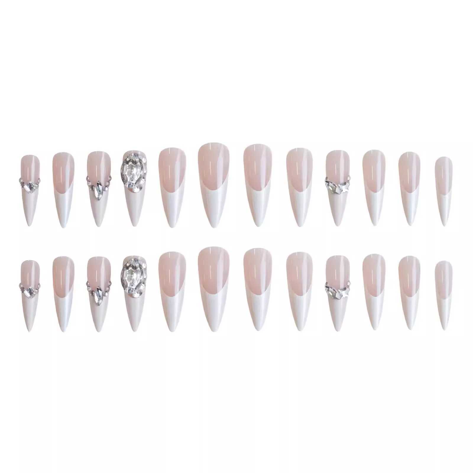 Silk stake drill fake nail elegant pearl wearing nail film nail patch 24 pieces nail patch W240905
