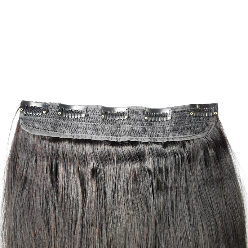 Brazilian 100% Human Hair One-piece Replacement Hair Clip In Hair Extensions Peruvian Virgn Hair Silky Straight Natural Color 1B# 60g 70g 80g 90g 100g