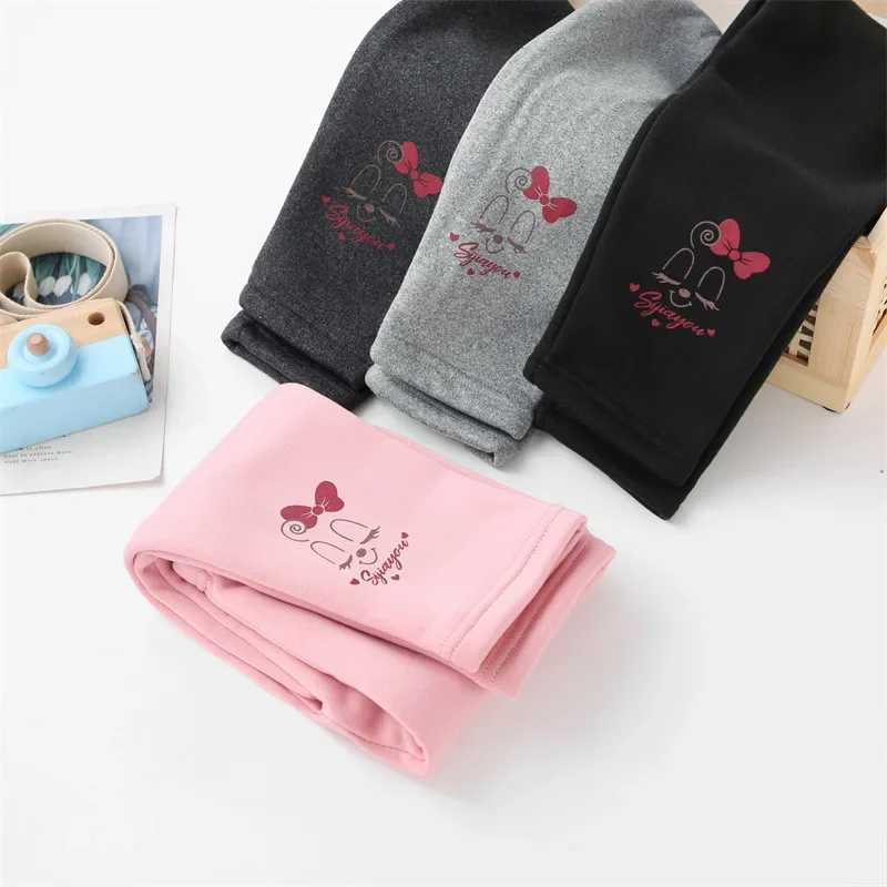 Autumn and Winter Toddler Girls Plush Leggings Winter Children Cartoon Jacket Thermal Pants Girls Elastic Jumpsuit Y240906