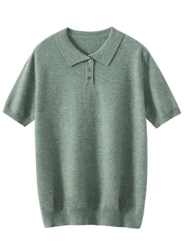 2024 Spring Summer Men 100% Cashmere Sweater Polo Collar Short Sleeves Pullover Smart Casual Knitwear Soft Knitting New Top Y240906