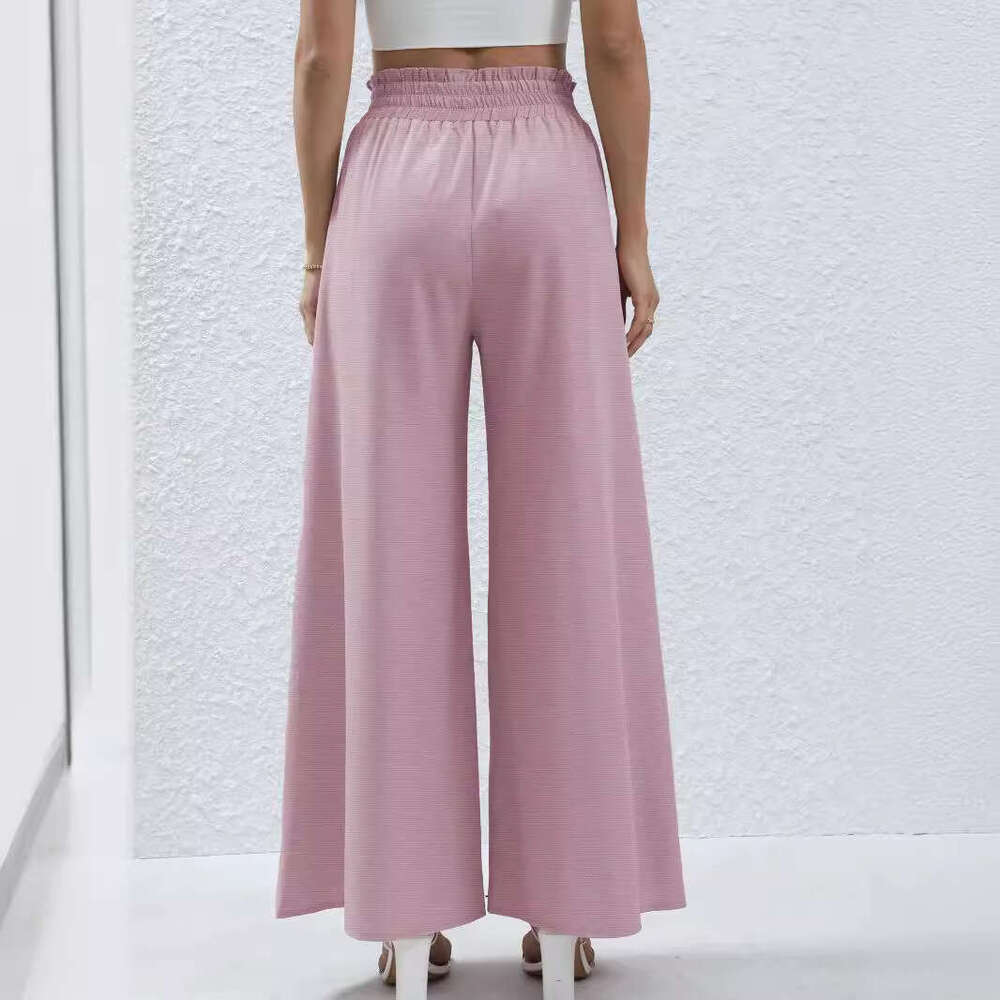 Fashionable for women in spring 2024, new high waisted casual pocket lace up pants