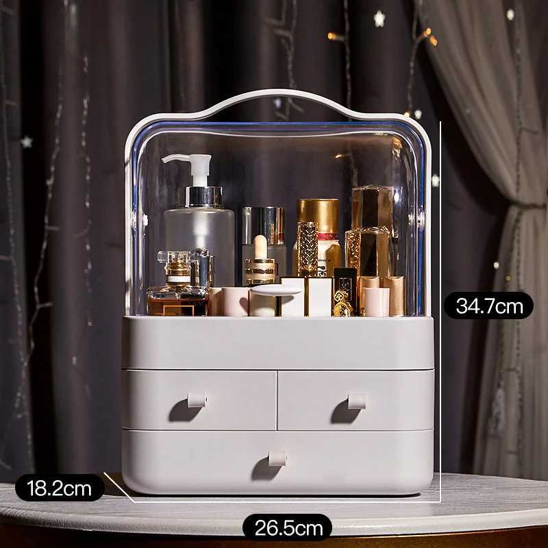 1pc Cosmetics Receiving Box Dust-Proof Desktop Makeup Organizer with Drawer for Skin Care Products Household Storage Box Shelf Y240906
