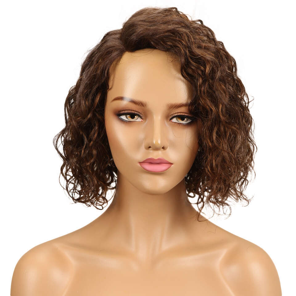 Trueme Hair Colored Water Curly Bob Human Wigs For Women Ombre Blonde Brazilian Deep Wave Lace Part Wig
