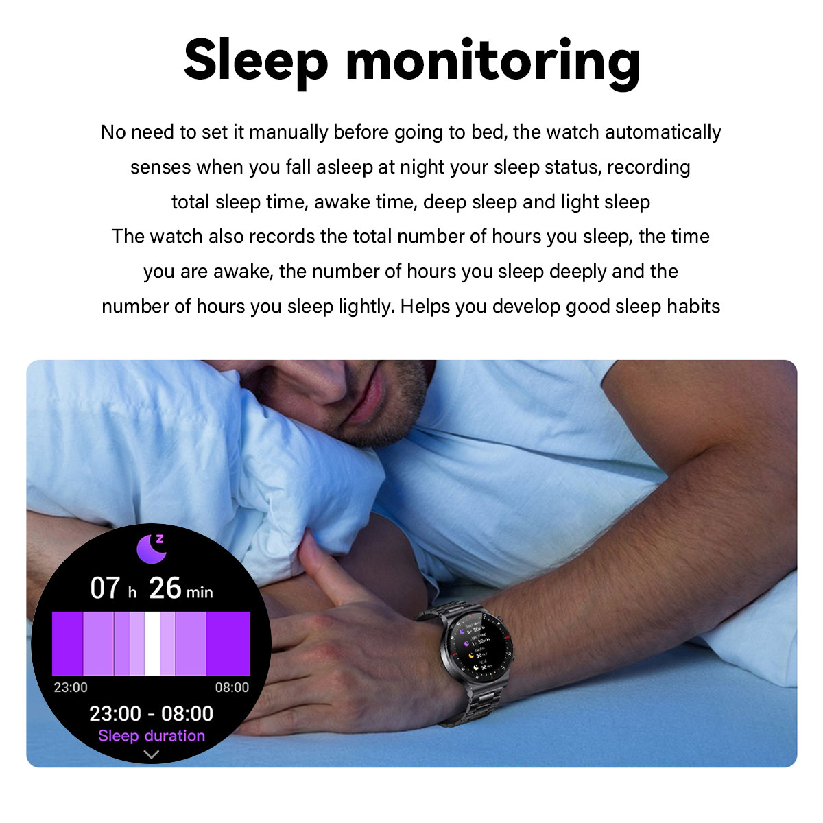 LIGE outdoor sports smartwatch multifunctional waterproof chronograph health monitoring music playback remote control camera Bluetooth call function