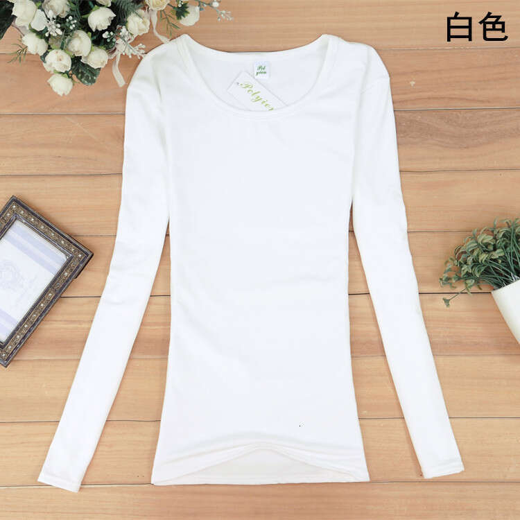 Autumn warm base shirt solid color womens long sleeved T-shirt clothing clothes