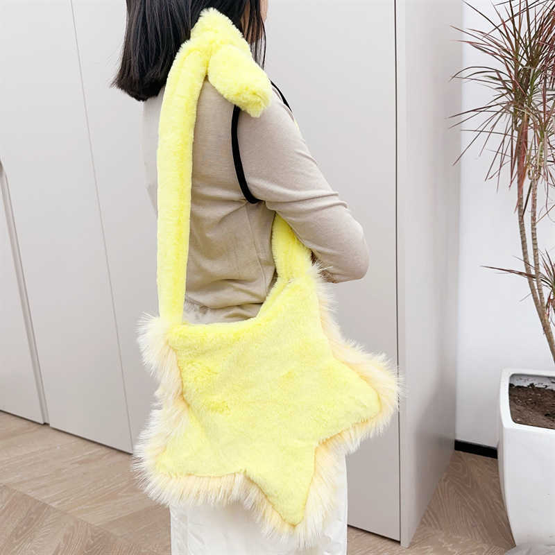 plush bag five pointed star plush bag millennium autumn and winter sweet cool girl niche design y2k casual crossbody bag 240915