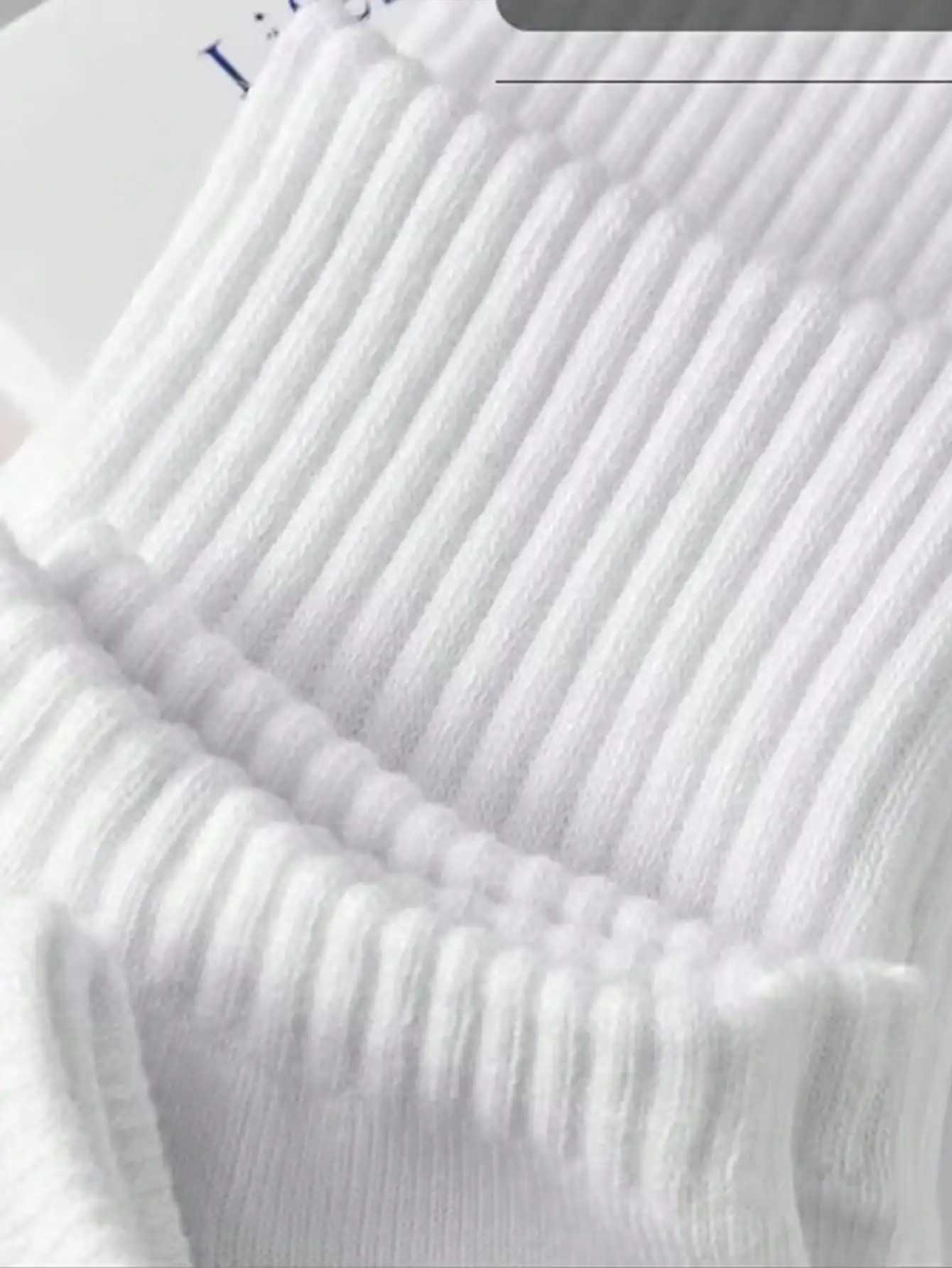 5 pairs of mens white mid calf length anti odor summer sports socks W240905