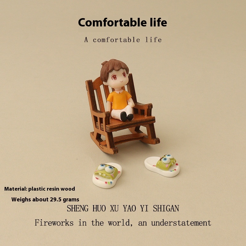 Cartoon creative mini rocking chair slippers for little boys, micro landscape decoration accessories for children's homes, home desktop ornaments