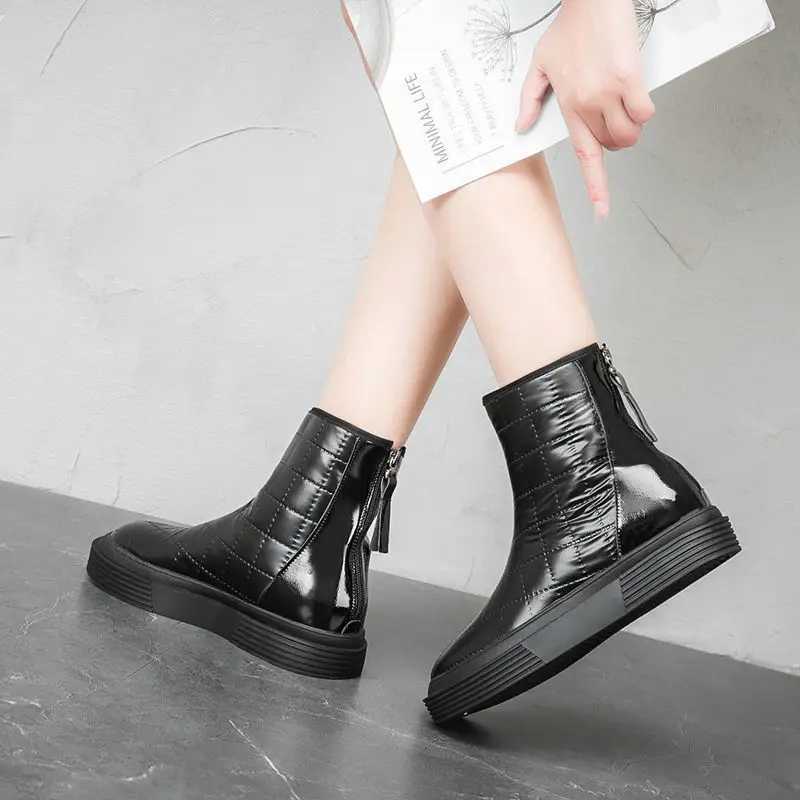 Womens winter thick soled waterproof plus velvet warm cotton shoes platform anti slip shoes womens ankle boots CL240906