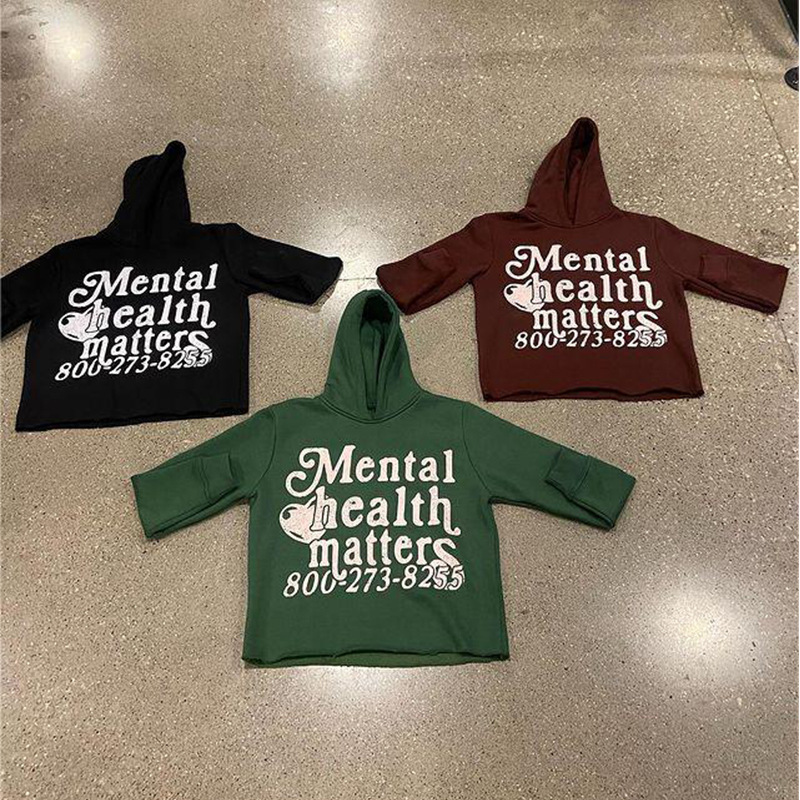 Men's Hoodies Retro Street Mental Health Matters Hoodie And Women's Long-sleeved Casual Loose Couple's Clothing Sweatshirts