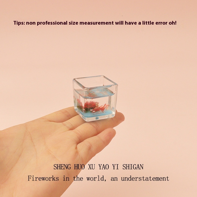 Miniature simulation mini square water grass lotus leaf cute goldfish fish tank baby house scene accessories home decoration ornaments
