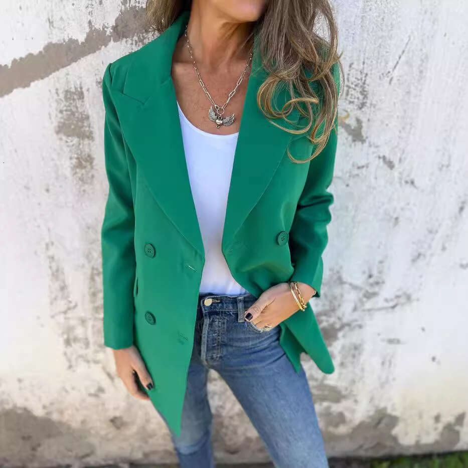 Autumn new solid color fashionable long sleeved suit jacket for women