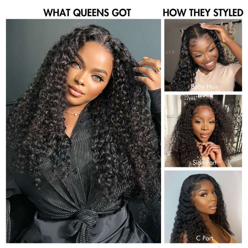 Deep Wave Glueless Pre-Cut Lace Ready To Go Preplucked Haire 4X4 Closure Wig Curly Human Hair Wigs For Women 200%