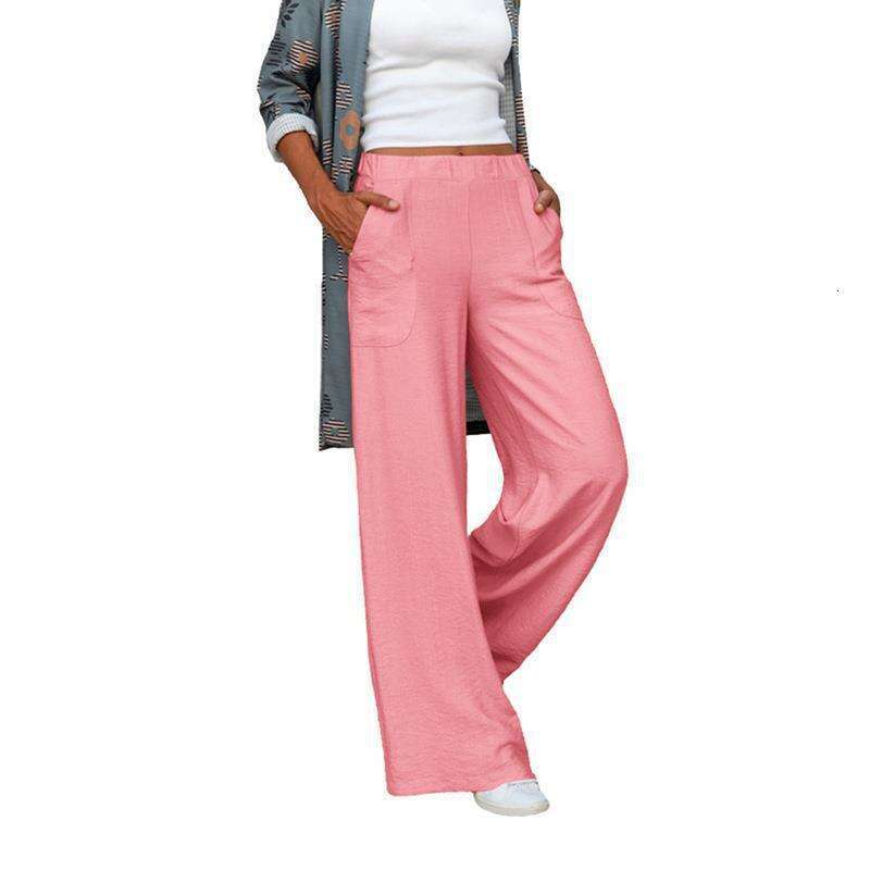 2024 autumn/winter oversized women's draped casual pants, solid color elastic waist loose wide leg pants