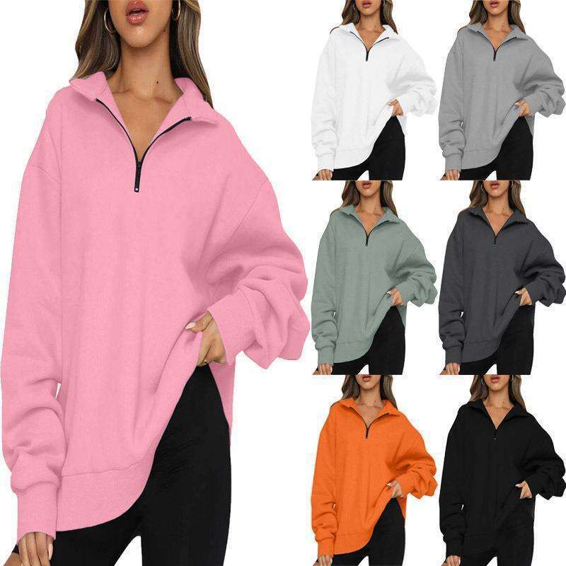 Women's 2024 Autumn/Winter New Casual Top Half Zip Pullover Long Sleeve Sweatshirt Sweater for Women