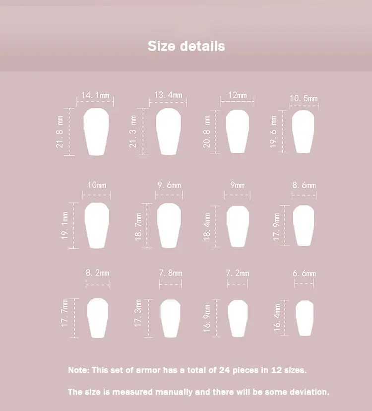 24 pieces of medium to long ballet handicrafts wearable handicrafts special handicrafts nail stickers fake nails W240905