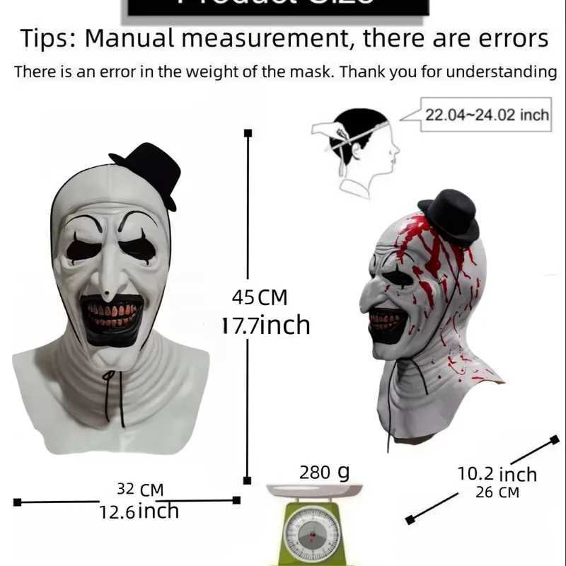 Halloween Joker Mask Latex Scary Clown Full Face Headdress Cosplay Masquerade Prop Halloween Costumes Decor Carnival Party PropsXJ240905