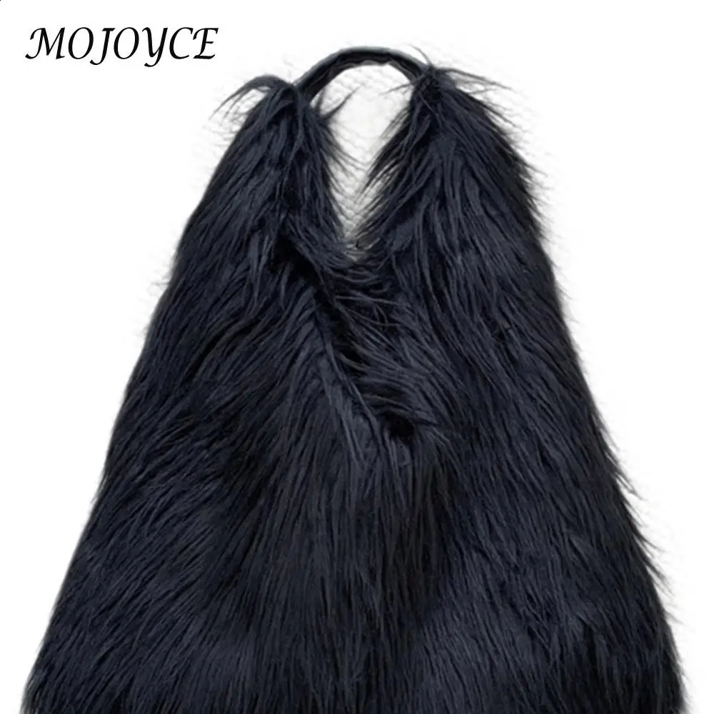 Womens fluffy shoulder bag buckle artificial fur handbag casual plush Versatile large capacity autumn and winter soft 240906