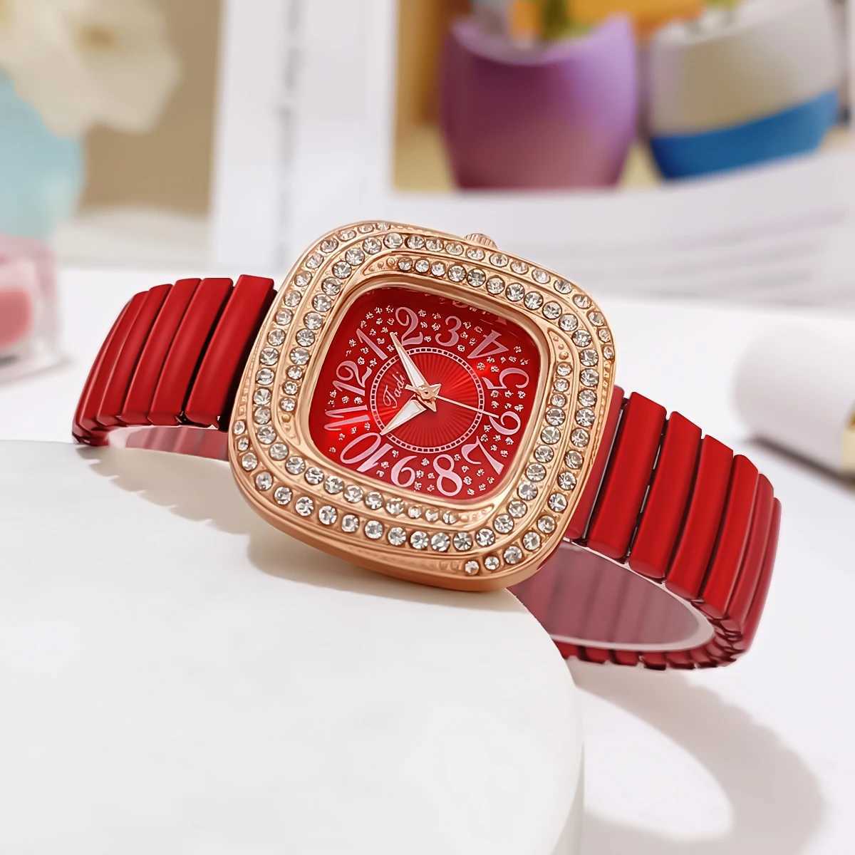 Womens Fashion Business Diamond Elastic Strap Quartz Watch W240902