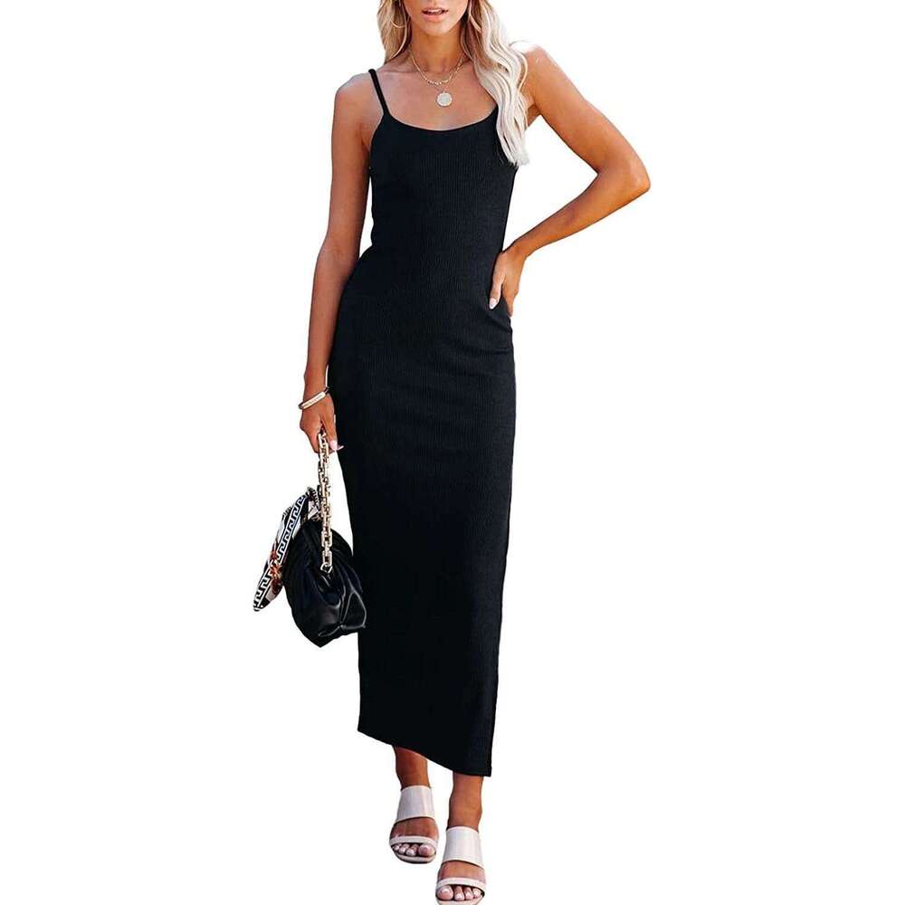 Spring and summer new suspender slit long skirt sexy INS women's dress