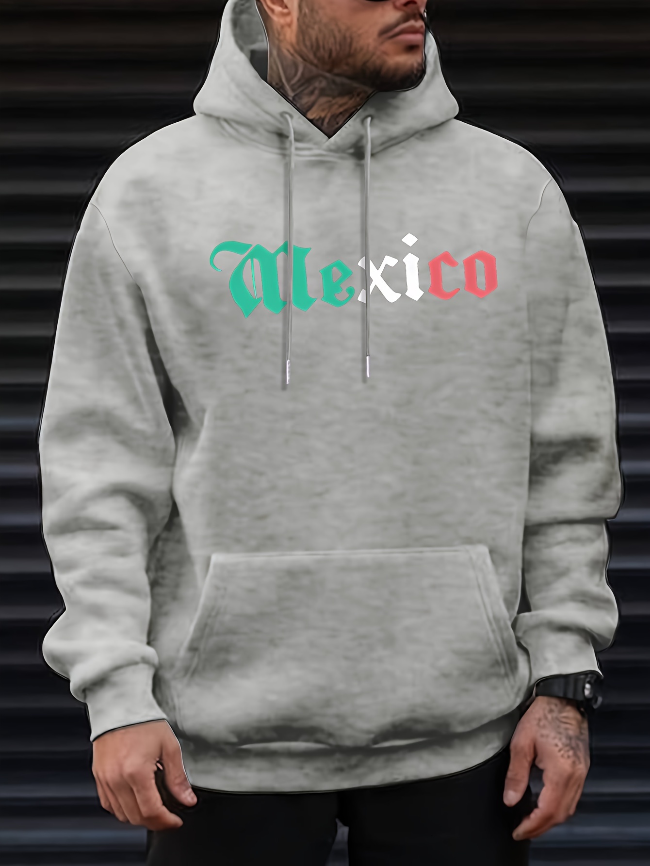 Mexico Print Mens Hoodie, Casual Long Sleeve Hoodies Pullover Sweatshirt, Men's Clothing, For Fall Winter