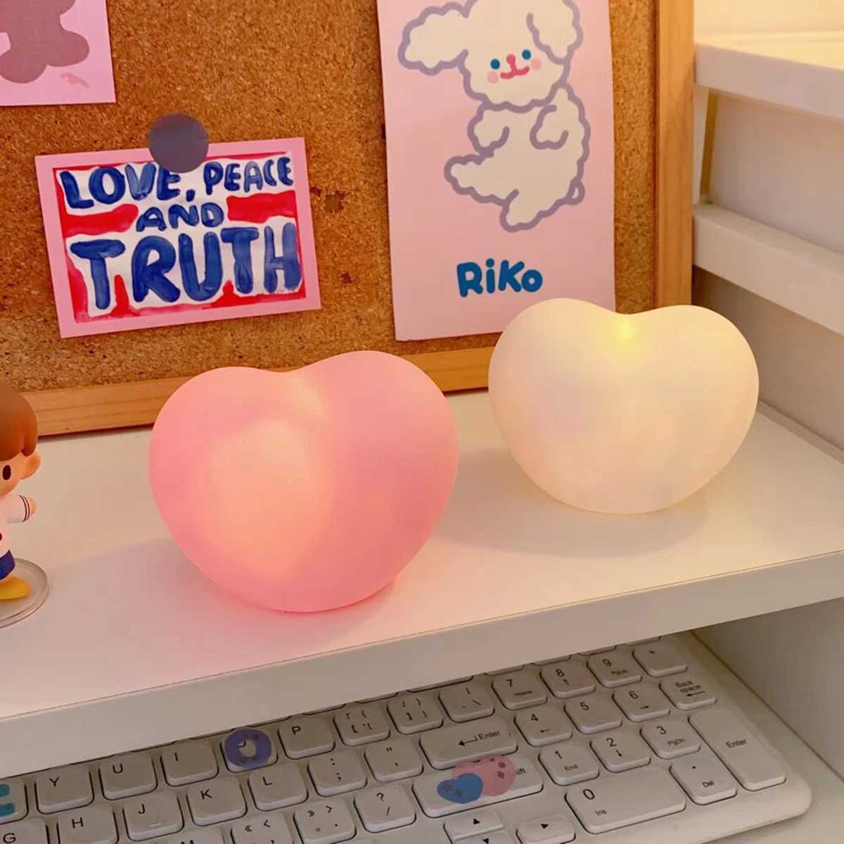 Love Night Light Atmosphere Light Girl Heart Bedside Bedroom Sleep Light Soft Night Light Desktop Decoration W240816