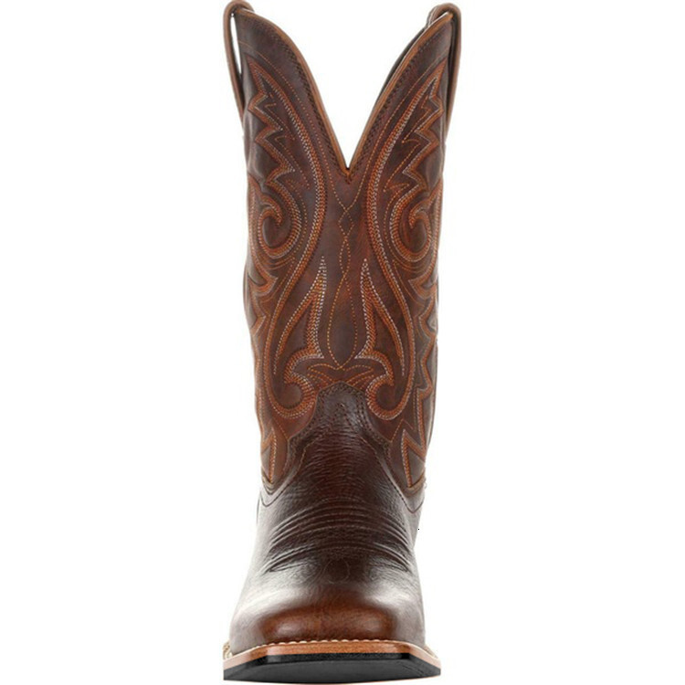 Women Men Mid-Calf Ethnic Western Cowboy Boots Block Medium Square Toes Embroidered Kneehigh Boot Lady Winter High Quality Shoes Med Heel Casual Boot