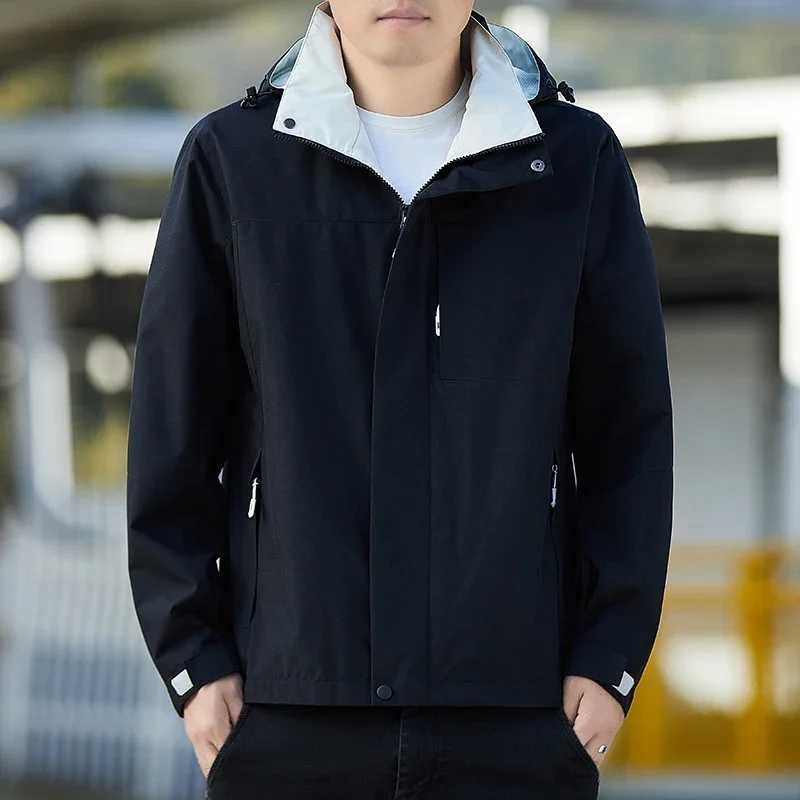 BROWON Brand Spring and Autumn New Jacket Mens 2024 Solid Color Hoodie Coat Zipper Fly Outerwear Hiking Running Mans Jacket Y240906