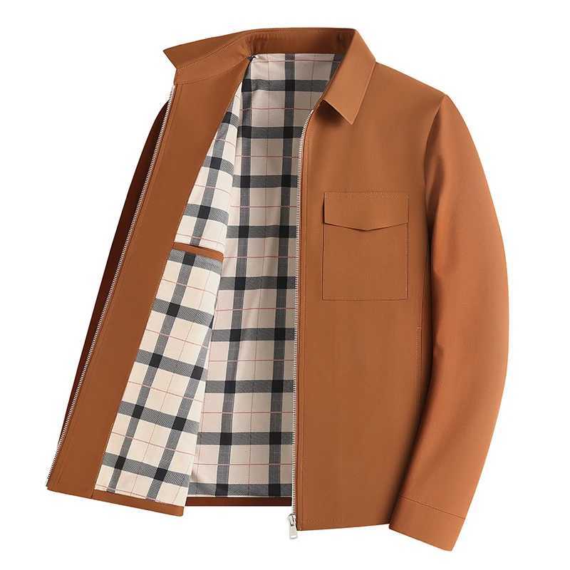 Autumn New Mens Fashion Slim-fit British Style Zipper Solid Color Business Leisure Solid Color Middle-aged and Elderly Jacket Y240906