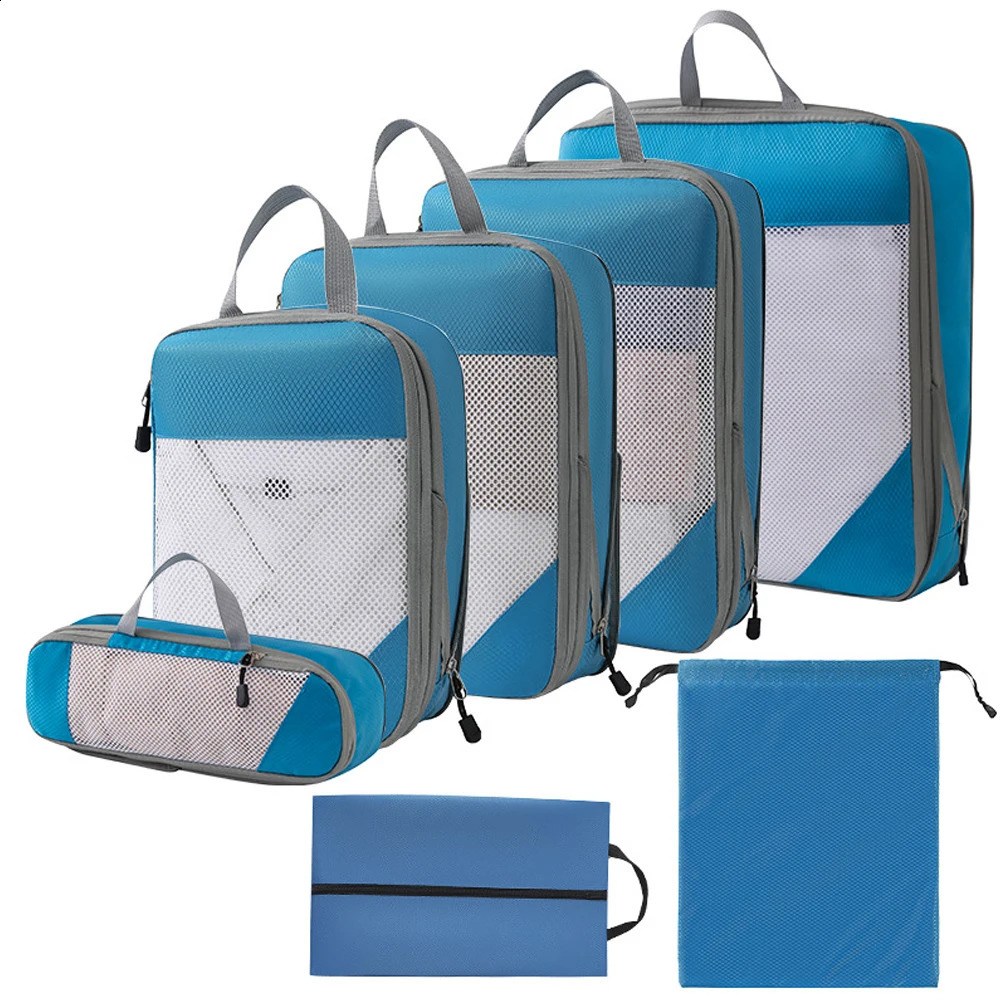 1 set of compressed cube travel packaging organizer used for carrying luggage bags 240906