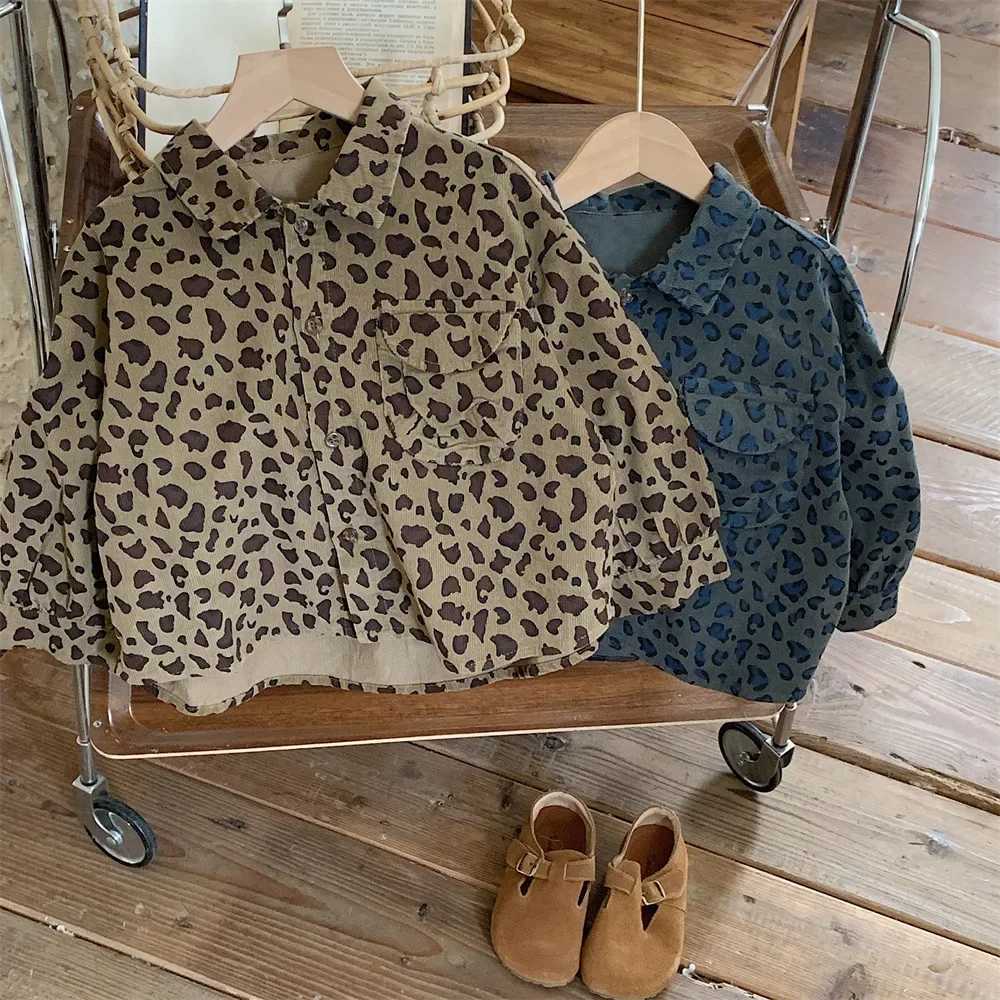 Blouses Boys Leopard Print Shirt Loose Coat Autumn New Tide Children Baby Spring Long Sleeved 2024 Fashion Simple Cool Y240906