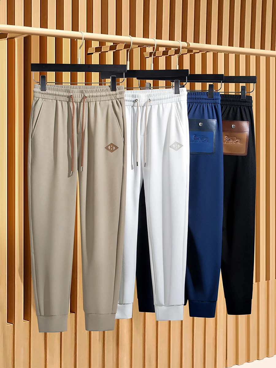 JSBDNZ summer highend fashion trend ice silk texture waffle color pocket mens sports and leisure pants 240905
