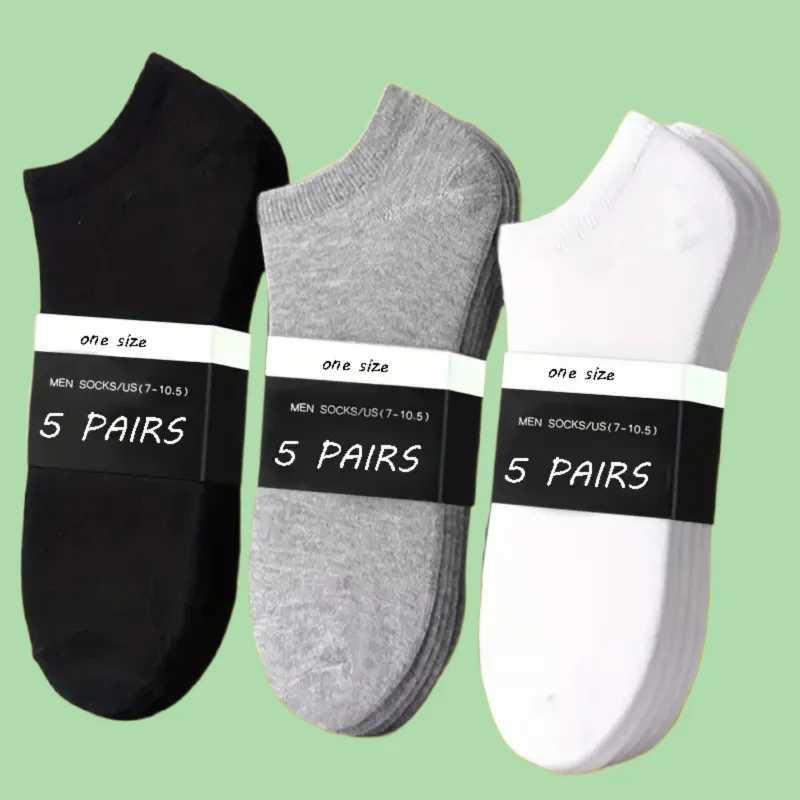 5/10/20 Pairs High Quality Mens Boat Socks Low Cut Non Slip Business Ankle Socks Sport Sweat Absorption Solid Color Short Socks Y240906