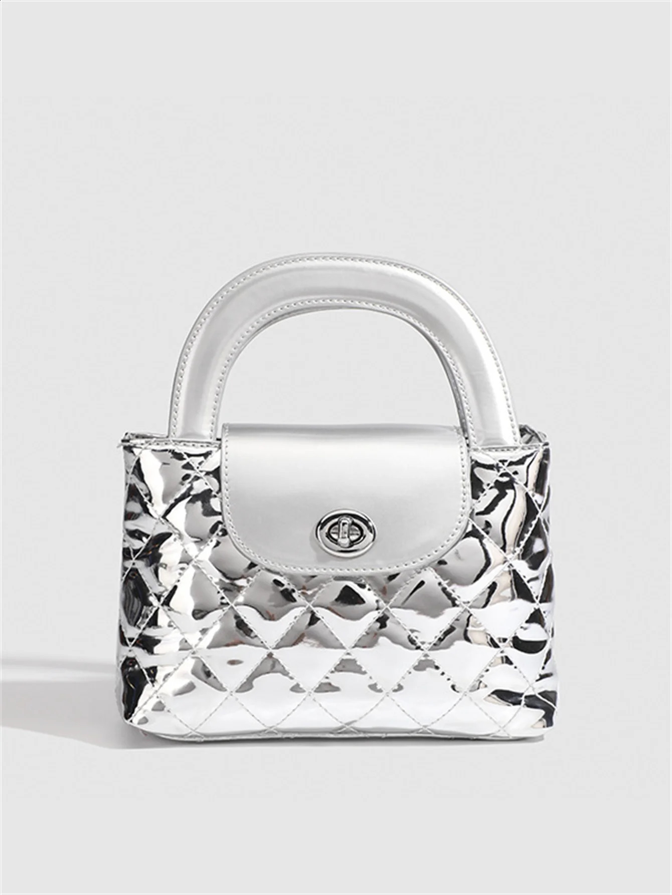 2024 Fashion Niche Diamond Plaid Patent Leather Chain Bag Full Hand Bill Shoulder Cross Bag 240904