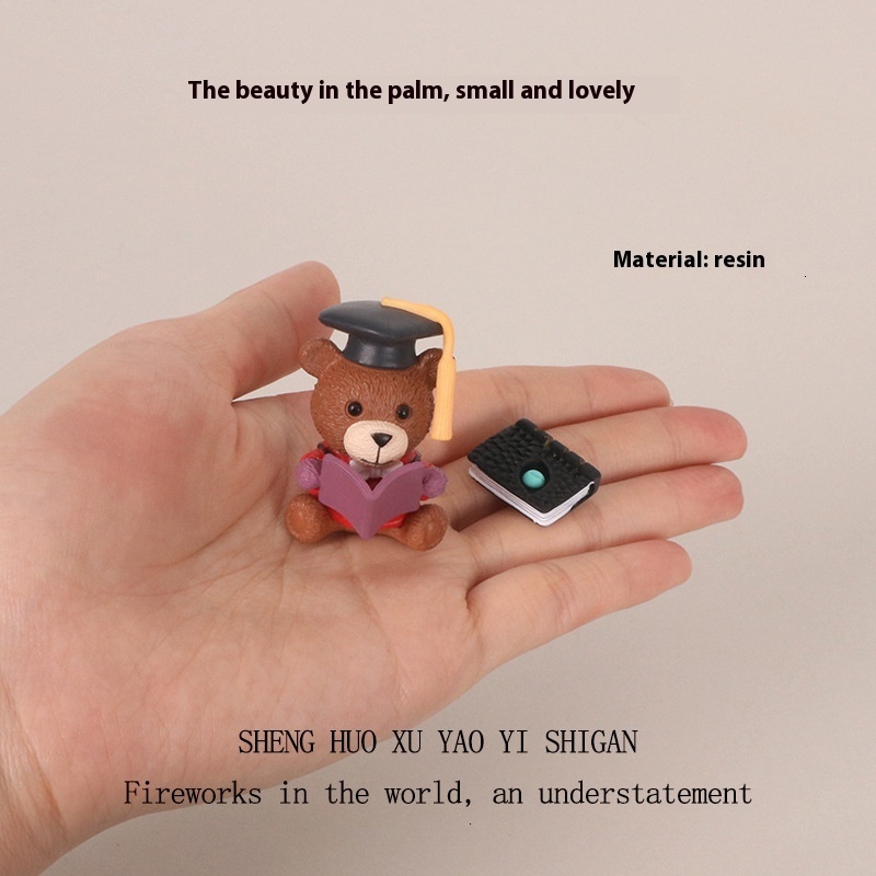 Mini Cute Bear Doctor Learning Creative Resin Crafts Ins Micro Landscape Office Desktop Ornament OB1