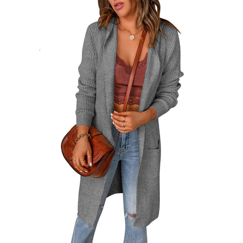 2024 Fashion Autumn/Winter New Solid Color Hoodie Women's Medium/Long Long Sleeve Sweater