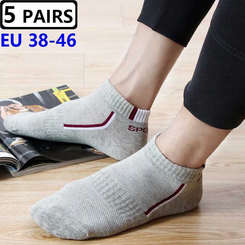 5 pairs/batch large size 44 45 46 mens socks mesh breathable short casual enlarged socks mens cotton sports socks ankle socks W240905