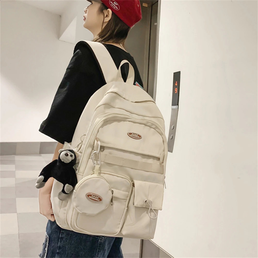 Fashionable Womens Nylon Green Waterproof School Backpack Cute Girl Laptop Bag Travel Academy Bolsos 240906