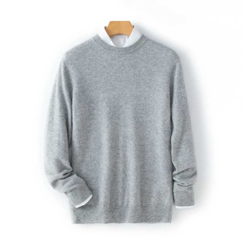 14 Colors Optional High-End Mens 35% Cashmere Sweater Soft and Comfortable Knitted Bottoming Shirt round Neck Pullover Lining Y240906