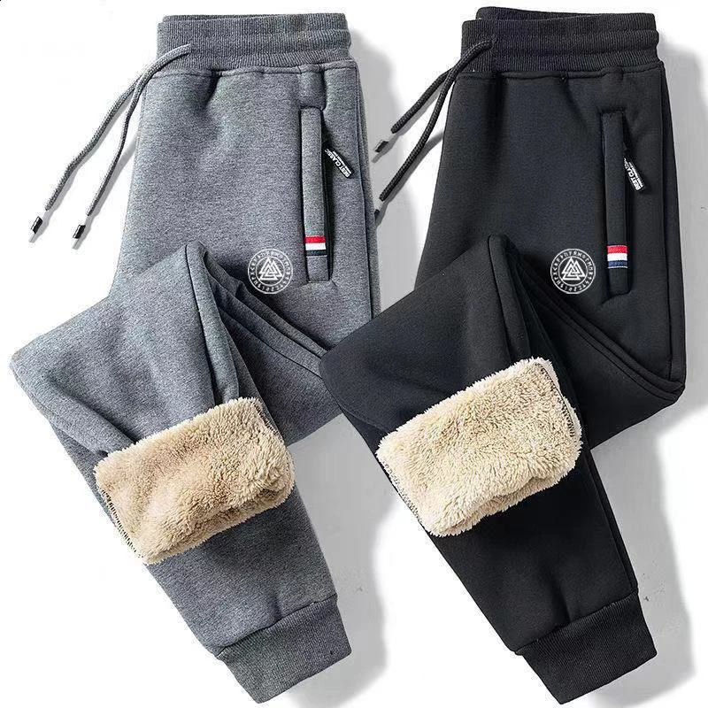 Men Outdoor Thicken Pants Leisure Warm Cotton Trouser Winter Pant High Quality Gym Sweatpant Drawstring Trouser 240904