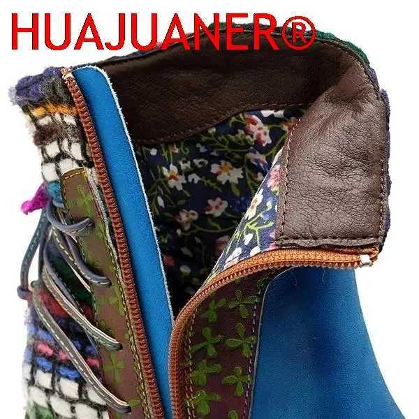 New 2023 Autumn Winter Womens Retro Knitted Splicing Leather Pattern Adjustable Boots Botines Mujer Retro Warm Botas Womens Boots CL240906