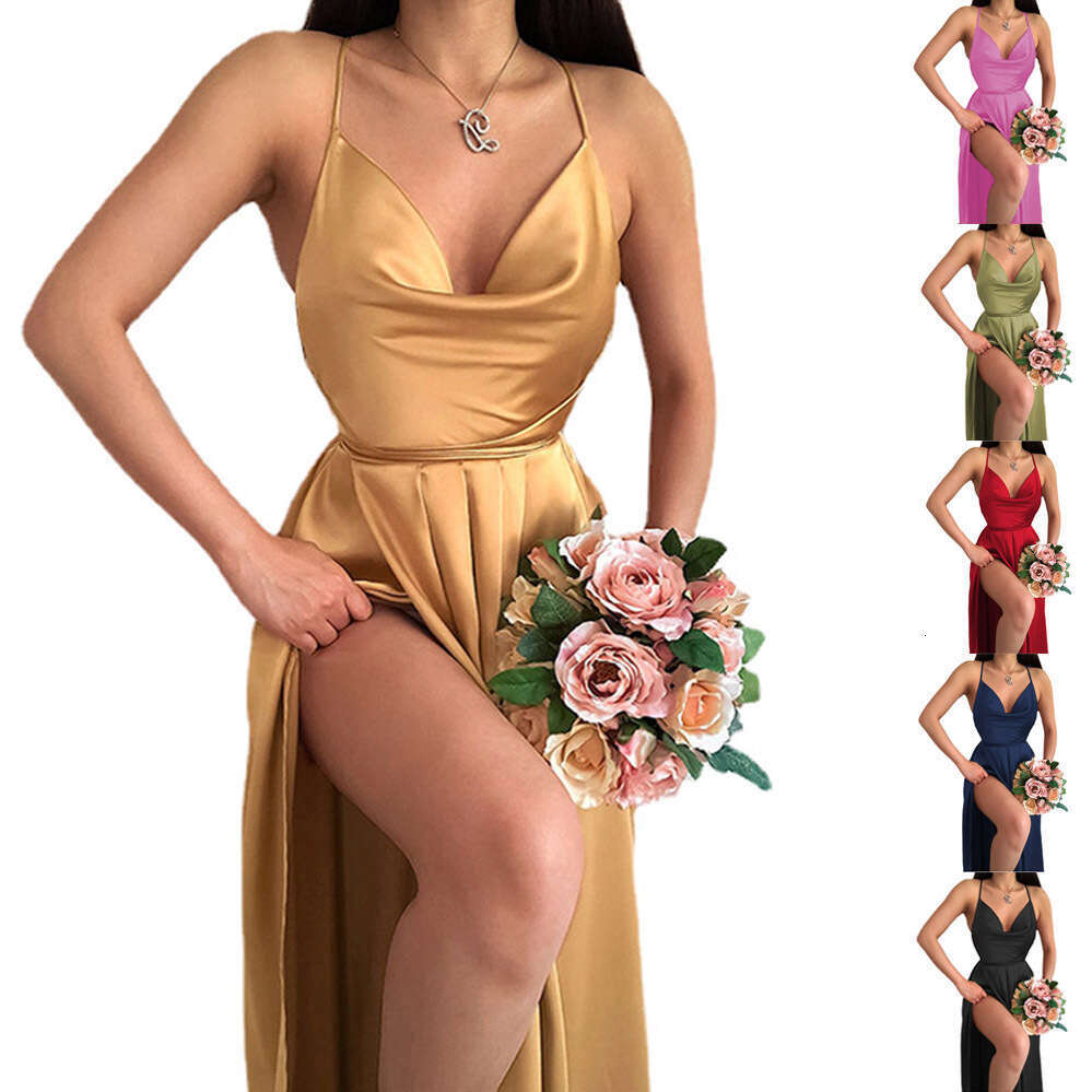Fashion 2023 new sexy solid color backless hooded collar A-list suspender dress for women