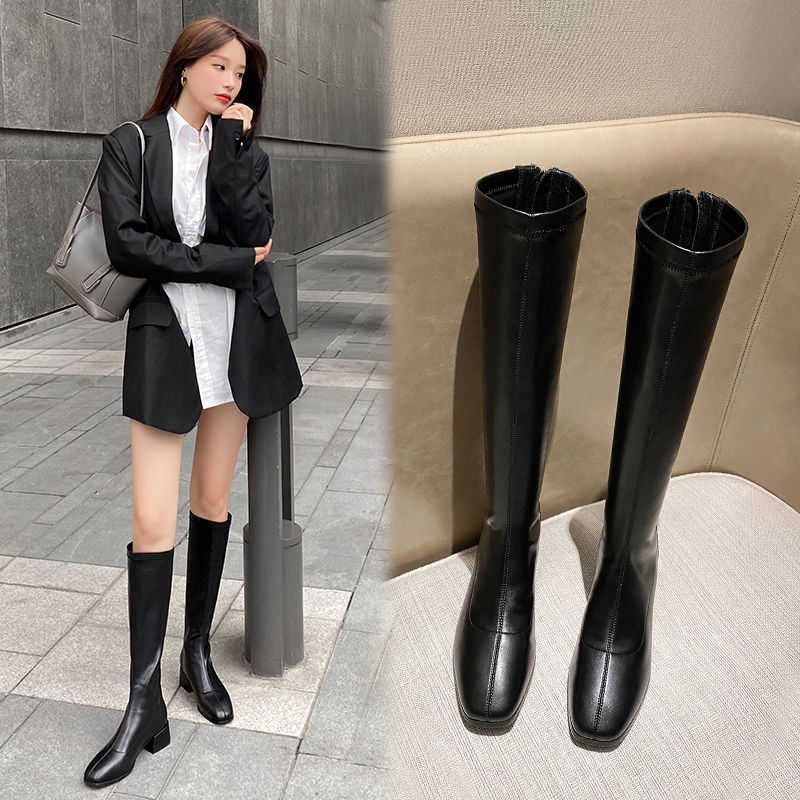 Long Tube Boots For Women Martin Boots Slimmer Winter New Style Fashion Boots Height Slim Boots High Tube Thick Heel Knight Boots 240826