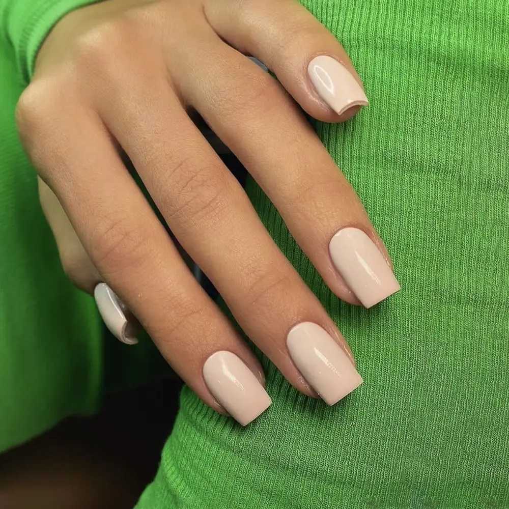 24 solid color fake nails with square heads French fake nails medium long press nails waterproof fake nails W240905
