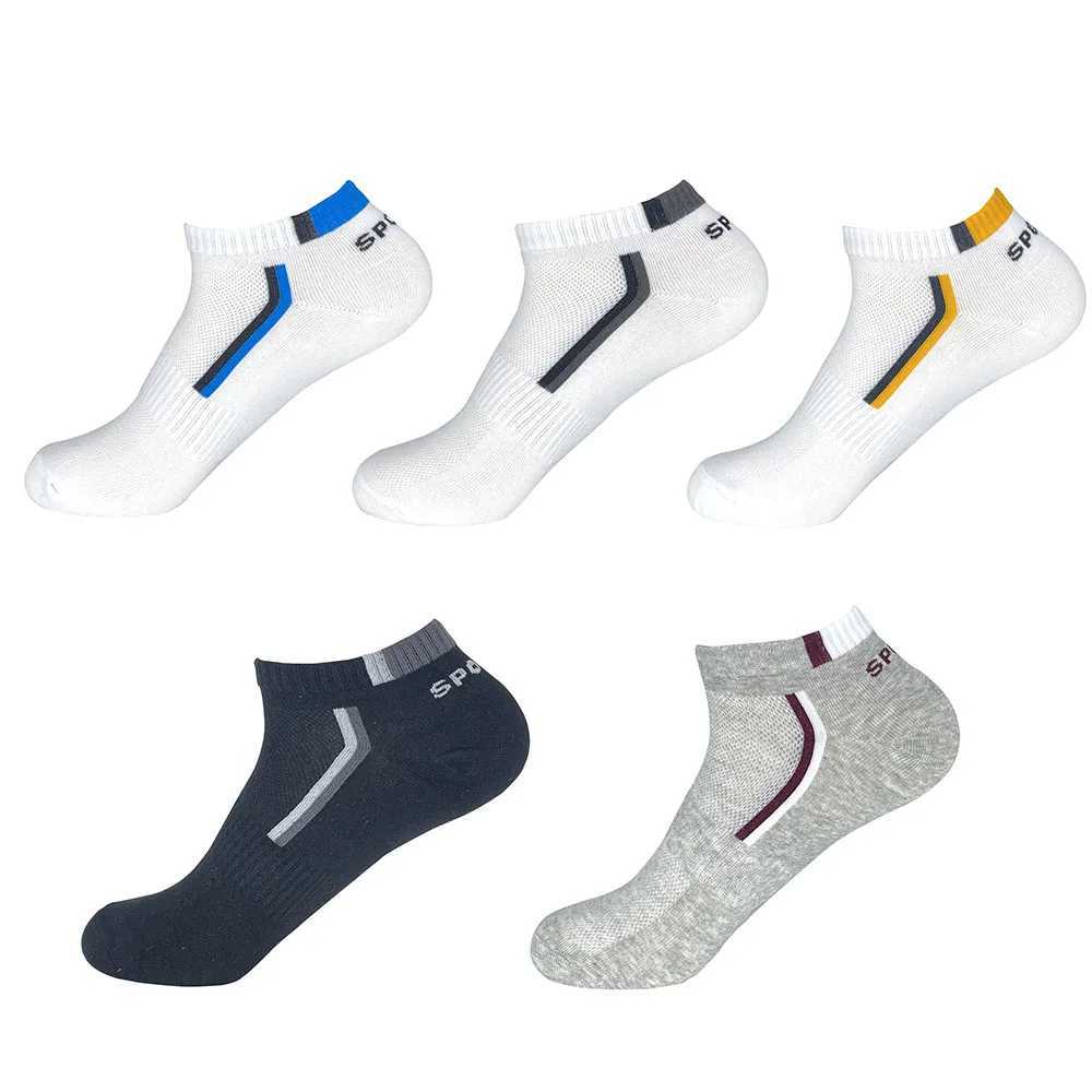 5 pairs of high-quality mens ankle socks breathable cotton sports socks mesh casual sports summer thin cut Plus size 45 46 47 W240905